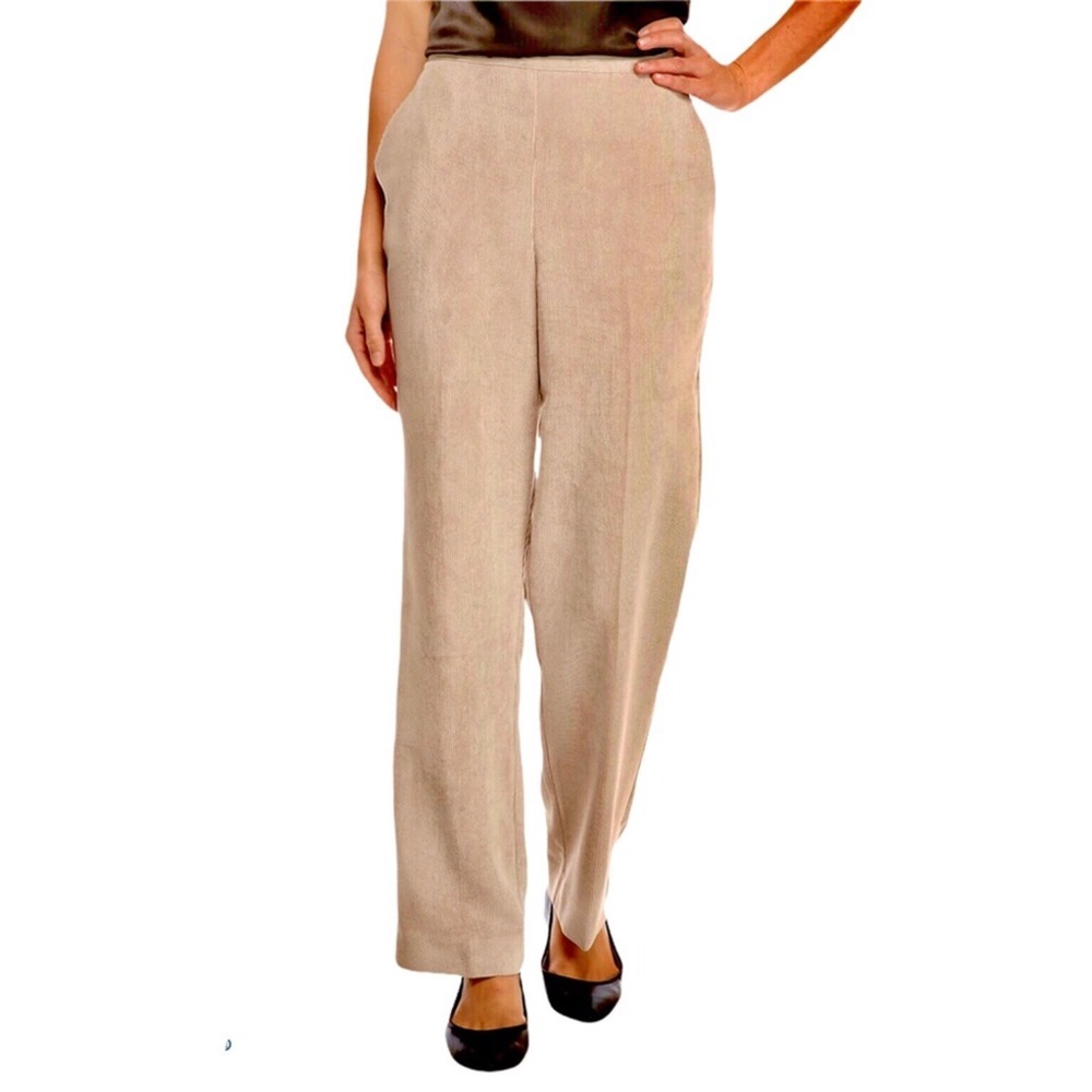 Alfred Dunner Classic Fit Corduroy Pants Tan Size 14 Proportioned Short